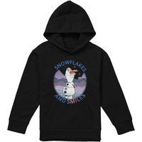 Disney Frozen Snowflakes & Smiles With Olaf Youth Kids Pull-Over Hoodie, Black | Size: 5-6 Years