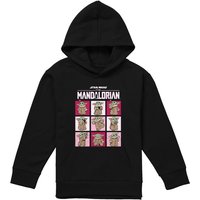 Disney Star Wars The Mandalorian Grogu Squares Youth Kids Pull-Over Hoodie, Black | Size: 7-8 Years