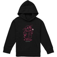 Disney Star Wars The Mandalorian Grogu Curious Sketch Youth Kids Pull-Over Hoodie, Black | Size: 5-6 Years