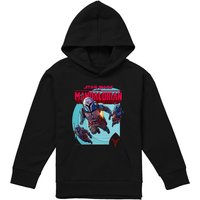 Disney Star Wars Mandalorian Mandalorians Attack Youth Kids Pull-Over Hoodie, Black | Size: 9-11 Years