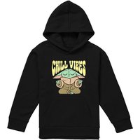 Disney Star Wars The Mandalorian Grogu Chill Vibes Youth Kids Pull-Over Hoodie, Black | Size: 9-11 Years