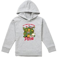 Nickelodeon Teenage Mutant Ninja Turtles Christmas Pizza Youth Kids Pull-Over Hoodie, Athletic Heather in Grey | Size: 12-13 Years