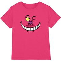 Alice In Wonderland Disney Cheshire Cat Face Kids T-Shirt, Hot Pink | Size: 5-6 Years