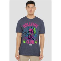 Stranger Things Hellfire Neon Dice T-Shirt, Navy | Size: Large