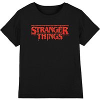 Stranger Things Red Drip Logo Kids T-Shirt, Black | Size: 9-11 Years