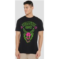 Stranger Things Hellfire Neon Sketch Logo T-Shirt, Black | Size: Large