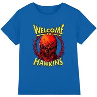 Stranger Things Vecna Welcome To Hawkins Kids T-Shirt, Royal in Blue | Size: 7-8 Years