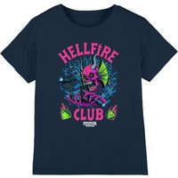 Stranger Things Hellfire Neon Dice Kids T-Shirt, Navy | Size: 7-8 Years
