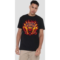 Stranger Things Hellfire Flames T-Shirt, Black | Size: XL