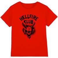 Stranger Things Hellfire Spray Logo Kids T-Shirt, Red | Size: 9-11 Years
