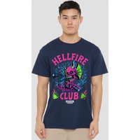 Stranger Things Hellfire Neon Dice T-Shirt, Navy | Size: Small