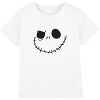 Disney Nightmare Before Christmas Jack Skellington Smile Face Kids T-Shirt, White | Size: 5-6 Years