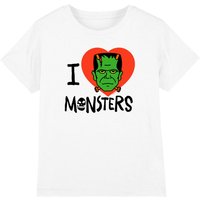 Universal Monsters Frankenstein I Love Monsters Kids T-Shirt, White | Size: 5-6 Years