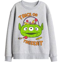 Disney Toy Story Green Alien Trick Or Treat Pumpkin Kids Sweatshirt, Athletic Heather in Grey | Size: 5-6 Years