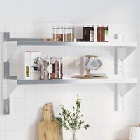 Berkfield Home 2-Tier Wall Shelf 100x23.5x60 cm Silver Stainless Steel
