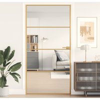 Interior Door Slim Golden 102.5x201.5 cm Tempered Glass & Aluminium