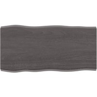 Berkfield Home Table Top Dark Grey 80x40x(2-4) cm Treated Solid Wood Live Edge in Brown