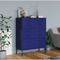 Berkfield Home Drawer Cabinet Navy Blue 80x35x101.5 cm Steel