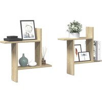 Berkfield Home Wall Shelves 2 pcs Sonoma Oak 50x12x50 cm Engineered Wood in Brown | Size: 50 x 12 x 50 cm