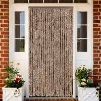 Berkfield Home Fly Curtain Beige & Dark Brown 90x220 cm Chenille