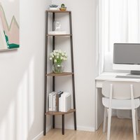 Berkfield Home 4-Tier Corner Shelf Dark Brown & Black 45.5x31.5x150 cm