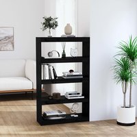 Berkfield Home Book Cabinet/Room Divider Black 80x30x135.5 cm Solid Wood Pine