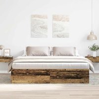 Berkfield Home Bed Frame without Mattress Old Wood 200x200cm Engineered Wood in Brown | Size: 200x200 cm