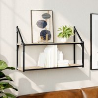 Berkfield Home 2-Tier Wall Shelf Sonoma Oak 80x21x51 cm Engineered Wood in Brown | Size: 80 x 21 x 51 cm
