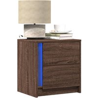 Berkfield Home Bedside Cabinets with LED Lights 2 pcs Brown Oak Engineered Wood