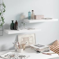 Berkfield Home Floating Wall Shelves 2 pcs High Gloss White 60x23.5x3.8 cm MDF