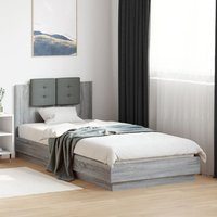 Berkfield Home Bed Frame with LED without Mattress Grey Sonoma 100x200 cm