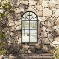 Berkfield Home Garden Mirror Black 90x45 cm Iron for Outdoor Use