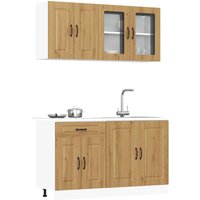 Berkfield Home 4 Piece Kitchen Cabinet Set Kalmar Artisan Oak Engineered Wood in Brown