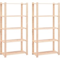 5 Tier Storage Racks 2 pcs 80x38x170 cm Solid Pinewood x 38 x 170 cm