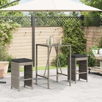 Berkfield Home Garden Bar Stools with Cushions 2 pcs Grey Poly Rattan