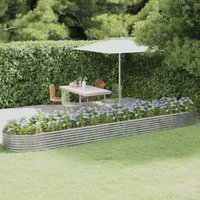 Berkfield Home Garden Raised Bed Powder-coated Steel 507x100x36 cm Silver | Size: 507 x 100 x 36 cm