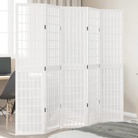 Berkfield Home Room Divider 5 Panels White Solid Wood Paulownia
