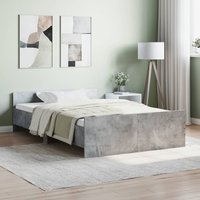 Berkfield Home Bed Frame with Headboard & Footboard Concrete Grey 120x200 cm | Size: Small Double
