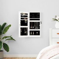 Berkfield Home Mirror Jewellery Cabinet Wall Mounted White 30x8.5x67 cm
