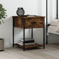 Berkfield Home Bedside Table Smoked Oak 44x45x58 cm Engineered Wood in Brown | Size: 44 x 45 x 58 cm