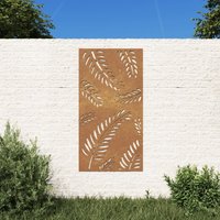 Berkfield Home Garden Wall Decoration 105x55 cm Corten Steel Leaf Design in Brown