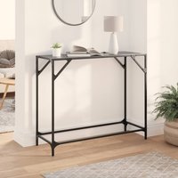 Berkfield Home Console Table with Black Glass Top 98x35x81 cm Steel | Size: 98 x 35 x 81 cm