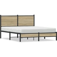 Berkfield Home Metal Bed Frame without Mattress Sonoma Oak 140x200 cm in Brown
