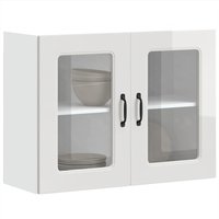 Berkfield Home Kitchen Wall Cabinet with Glass Door Kalmar High Gloss White Engineered Wood