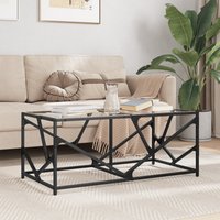 Berkfield Home Coffee Table with Transparent Glass Top 98.5x50x41 cm Steel in Black