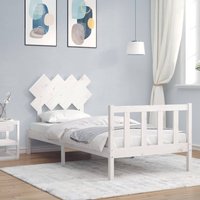 Berkfield Home Bed Frame with Headboard White Single Solid Wood