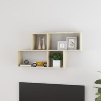 Berkfield Home Wall Shelf Sonoma Oak 100x18x53 cm Engineered Wood in Brown | Size: 100 x 18 x 53 cm