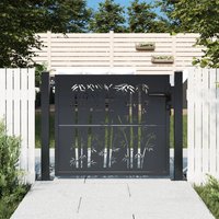Berkfield Home Garden Gate Anthracite 105x105 cm Steel Bamboo Design