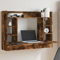 Berkfield Home Wall-Mounted Desk Smoked Oak 105x48x75 cm Engineered Wood in Brown | Size: 105 x 48 x 75 cm