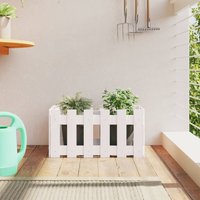 Berkfield Home Garden Planter with Fence Design White 60x30x30 cm Solid Wood Pine | Size: 60 x 30 x 30 cm